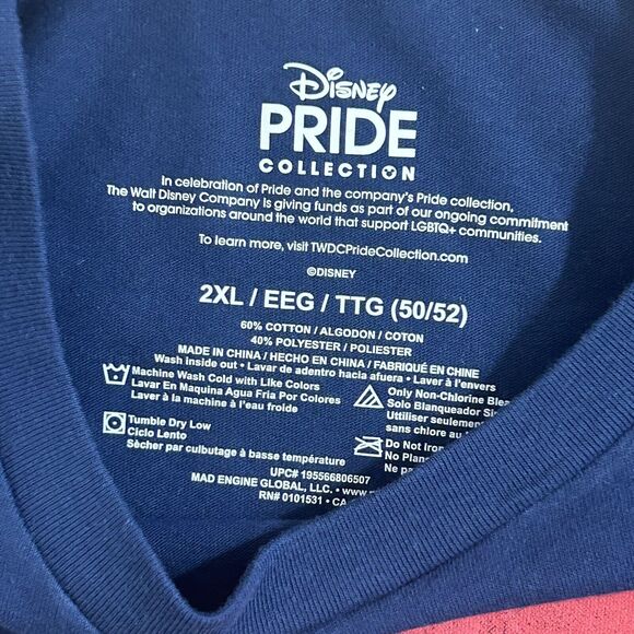 Disney Mickey Mouse Shirt Adult XXL Blue Rainbow Gay Pride Collection Unisex - Picture 3 of 7